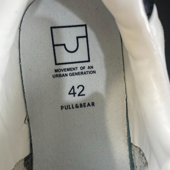 Pull & Bear Men's White Sneakers Sz 9 US Leather Movement Of An Urban Generation - Picture 14 of 14